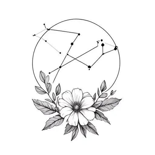August Birth Flowers With Leo Sign And Constellation With Self Love