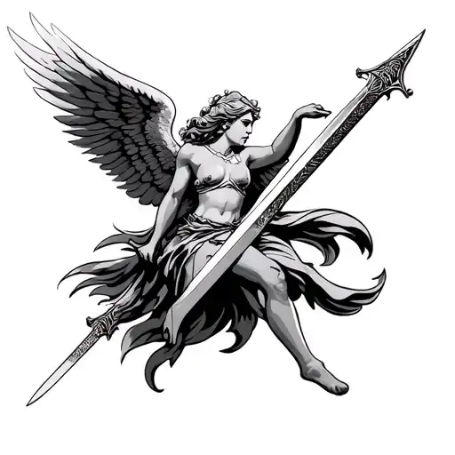 Flying Angel With A Sword