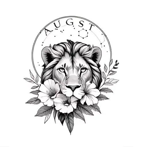 August Birth Flowers With Leo Sign And Constellation With Self Love