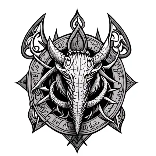 Leviathan Symbol Surrounded By Viking Symbols