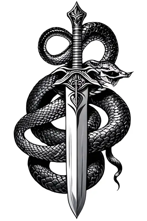 Spiritual Symbols Around Dagger And Snake