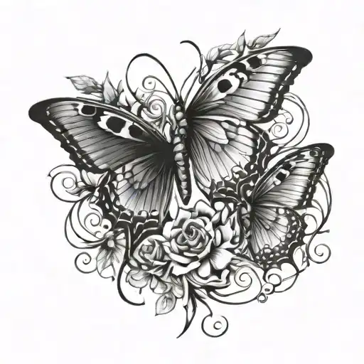 Thorns And Butterflies Flying