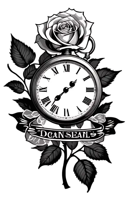 Banner Below Stop Watch With Name Rose