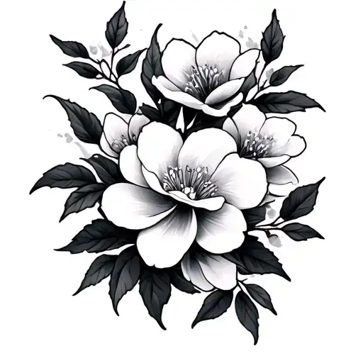 Cherry Blossoms And Western Style Half Sleeve