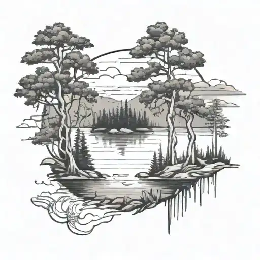 Coordinates With Lake And Trees