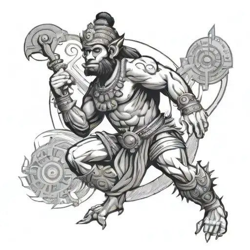 God Hanuman Gada Futuristic