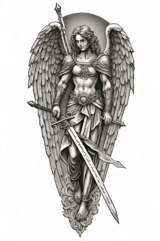 Angel Holding Sword Downwards
