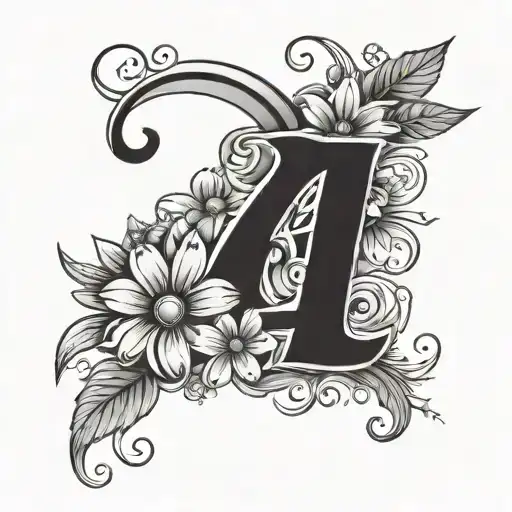 Cursive E With Daisies