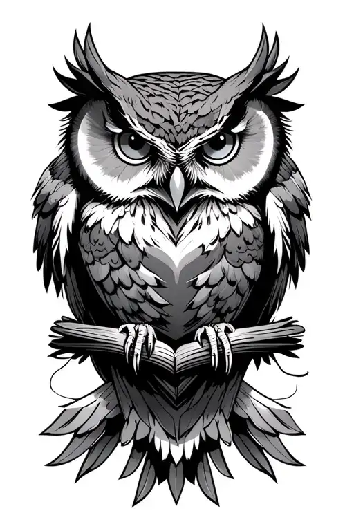 Neo Siligism Heart And Owl Perched Atop Showing Talons