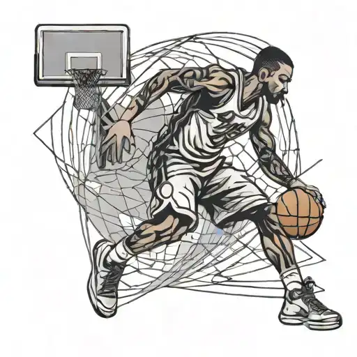 Basketball Court Player Standing Next To The Basketball