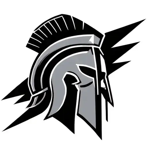 Spartan Helmet And Lightning Strikes