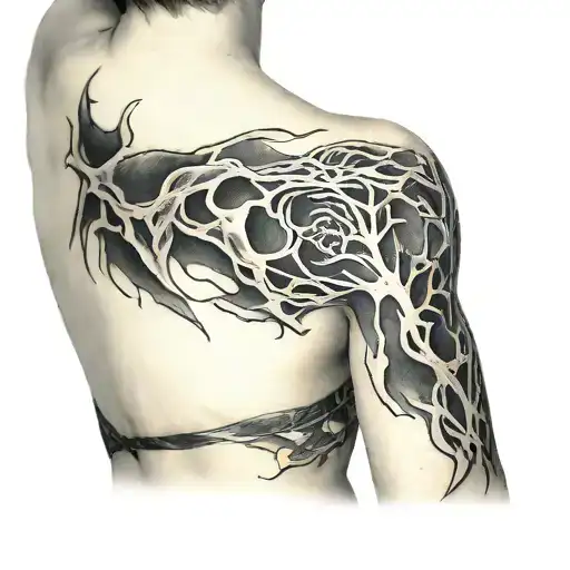 Ripped Open Bloody Shoulder Blade