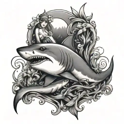 Shark In Love With A Mermaid