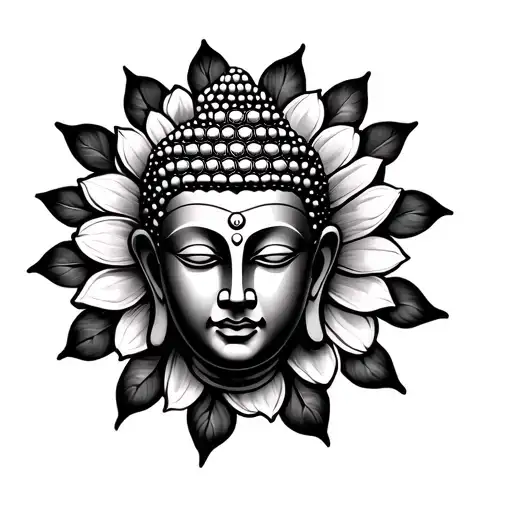 Buddha Head Surrounded By Flower Of Life Sacred Geometry Pattern