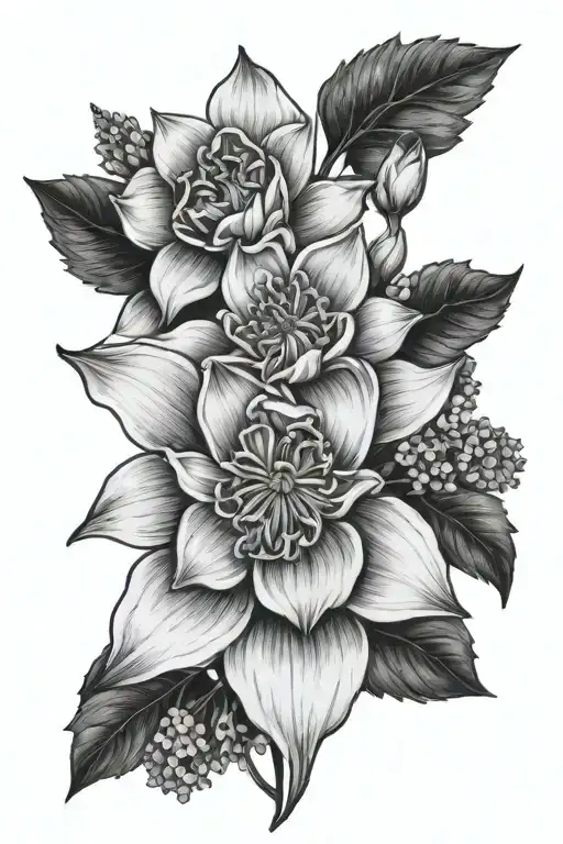 Daffodil Daisy Hawthorn Marigold Chrysanthemum White Rose Forget Me Not