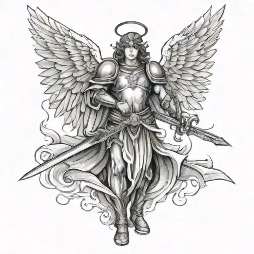Angel With Armour Holding A Sword