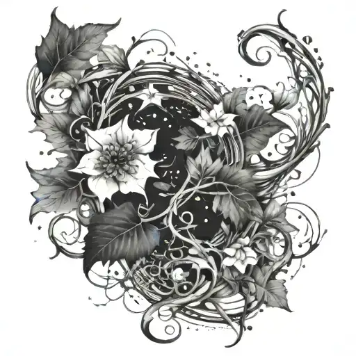 Vines Wrapped Around The Bicep That Transitions Into Constellation