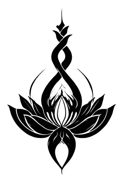 Unalome Symbol With Lotus