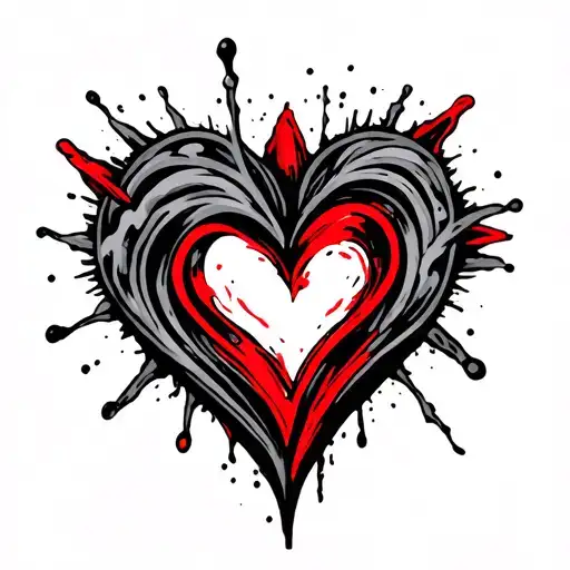 Red Line Heart Shape