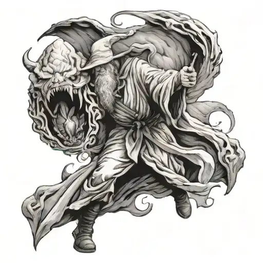 Gandalf Fighting The Balrog Being Slain