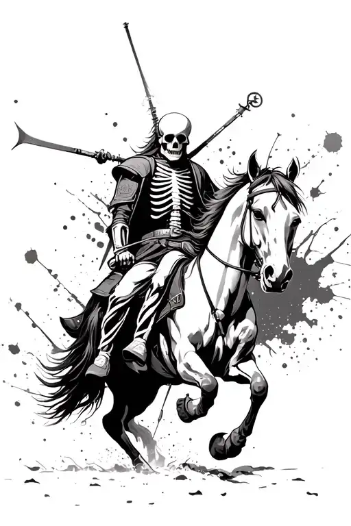 Ink Splatter Skeleton Warrior On Horseback