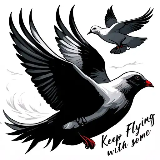 Make A Small Subtle Tatoo Wirh Cursive Text That Says Keep Flying With Some Doves