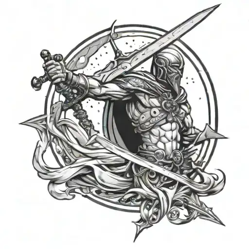 A Saint Full Of Blood A Sword And A Full Moon Surrounded