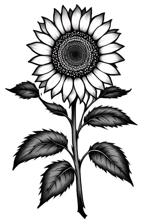 Sunflower Mandala Design Incorporating Mountains