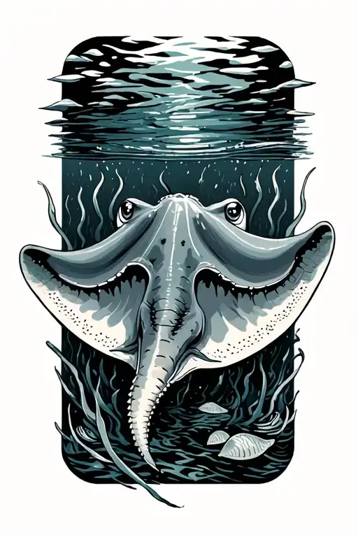 Stingray Swimming Through A Sea