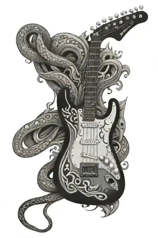 Fender Guitar With Snake Wrapping