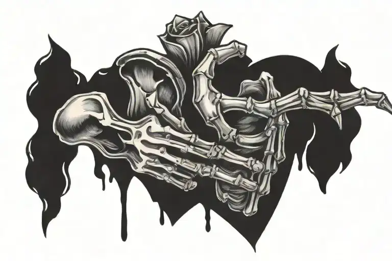 Skeleton Hand With A Broken Heart