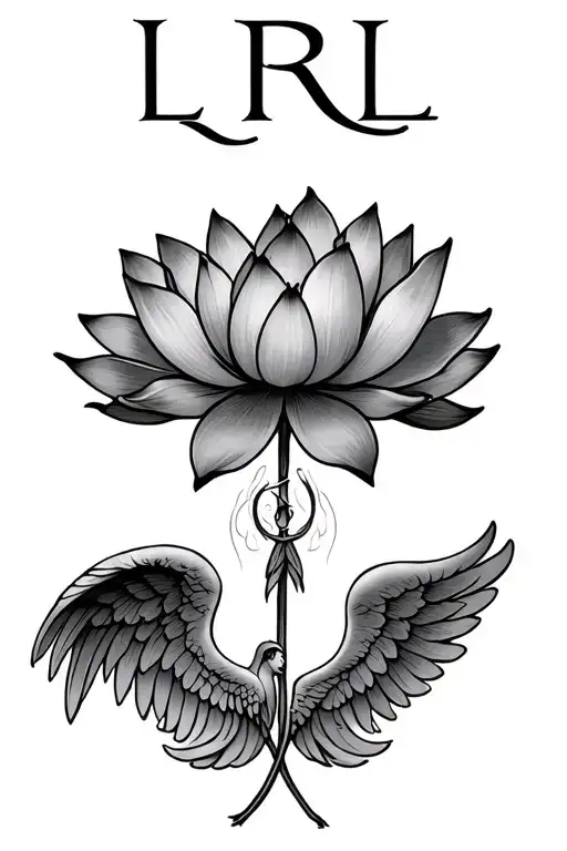 A Lotus Flower With The Initial L R L And An Angel Below To Recall A Missing Child