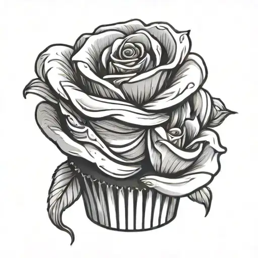 Cupcake With The Frosting In The Shape Of A Rose