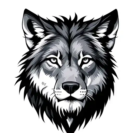 Black And Grey Wolf Or Lion