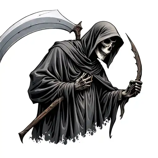 Grim Reaper Holding A Scythe