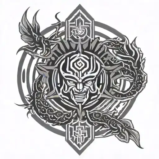 Tribal Pattern Demon Slayer And Dragonball Z