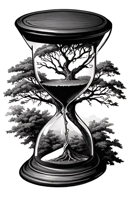 Hour Glass With A Tree As Frame Work