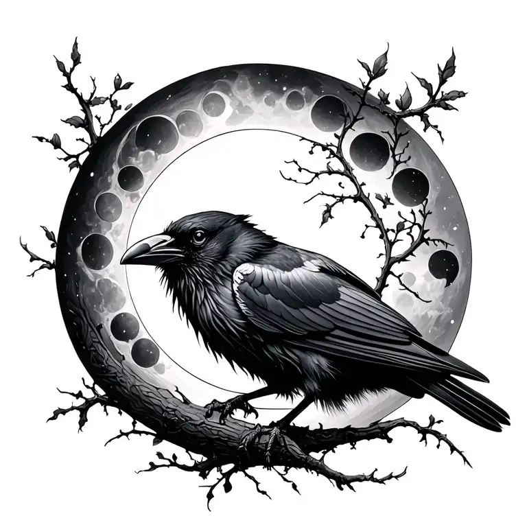 Raven With The Moon Cycles