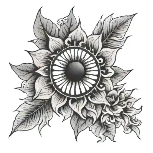 Suminagashi Sun And Flower