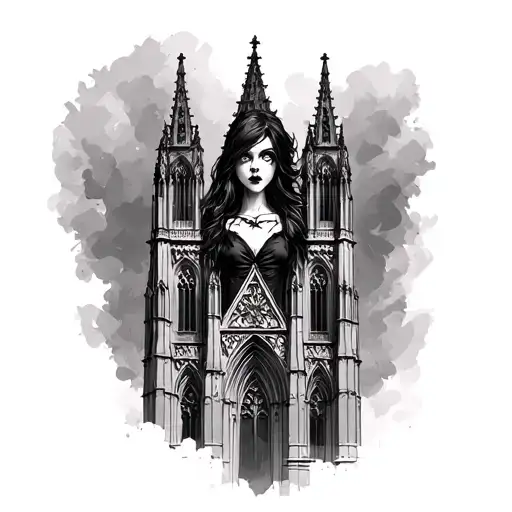 Cologne Cathedral With A Vampire Girl
