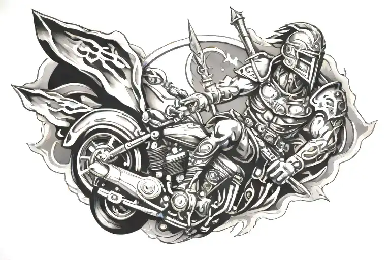 Warrior And Car Surrounded