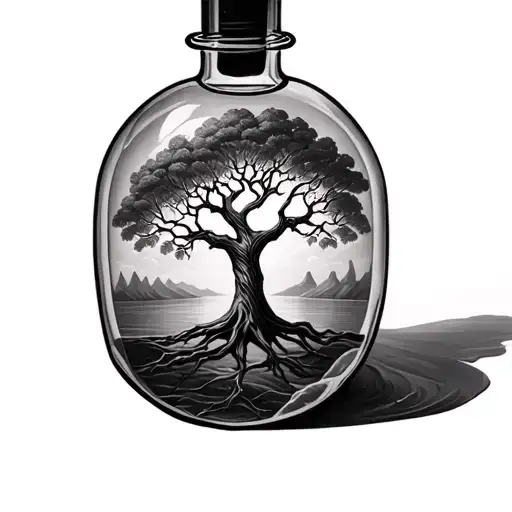 Tree Of Life In A Time Glass Bottle