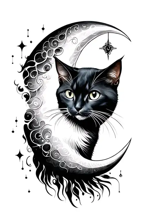 Crescent Moon With Cat