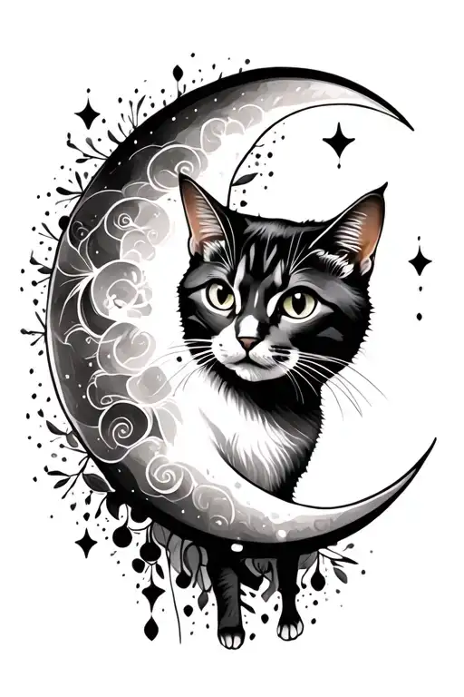 Crescent Moon With Cat