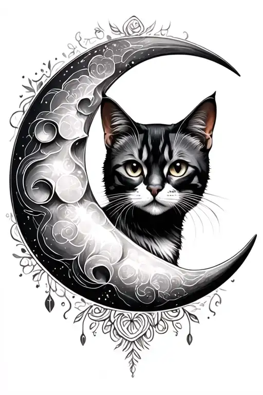 Crescent Moon With Cat