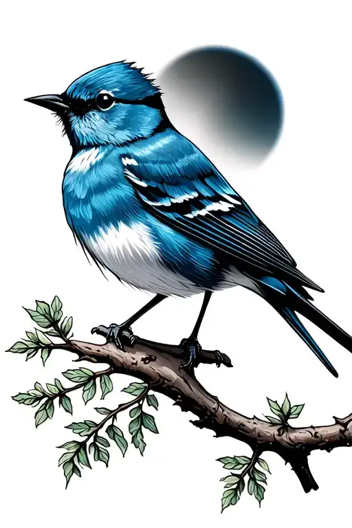 Mountain Bluebird Sitting On Branch