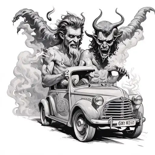 God And The Devil Are Driving In A Car And Smoking