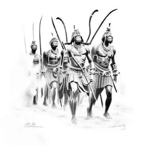 A Powerful Image Of Shaka Zulu Leading A Group Of Miners