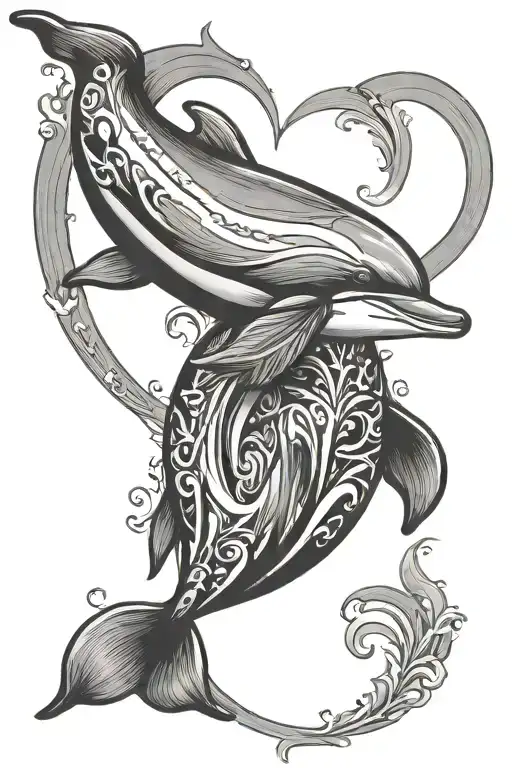 Dolphin Forming Heart