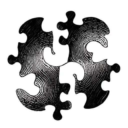 Fingerprint Puzzle Pieces Forming Heart Halve Shapes